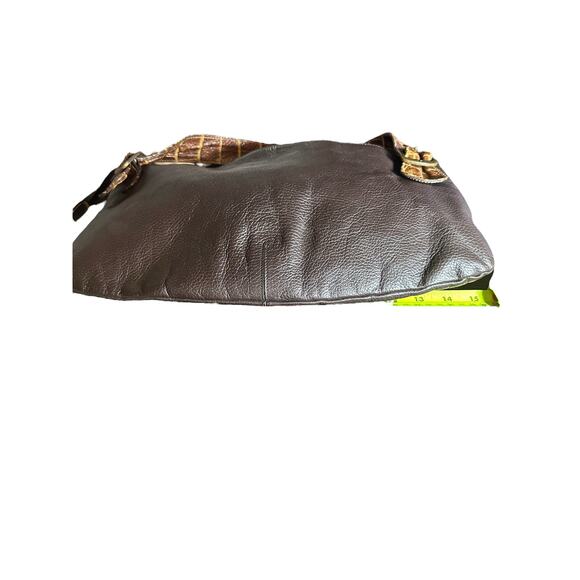 Petusco leather made in Spain Shoulder Bag tote brown w/ croc handles buckle - Picture 9 of 12